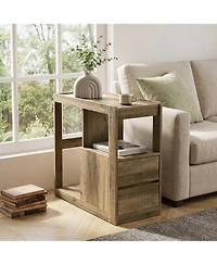 Tribesigns 12.6 Rolling Side Table with 2 Drawers and Storage Shelf
