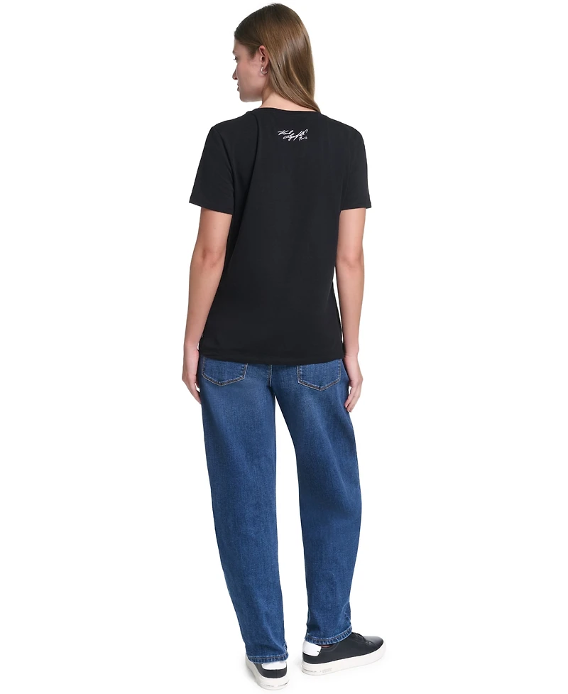 Karl Lagerfeld Paris Women's Sequin Choupette Crewneck T-Shirt