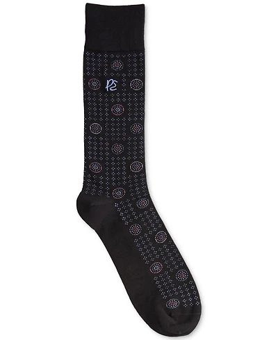 Perry Ellis Portfolio Men's Bamboo-Blend Medallion Neat Logo Crew Socks