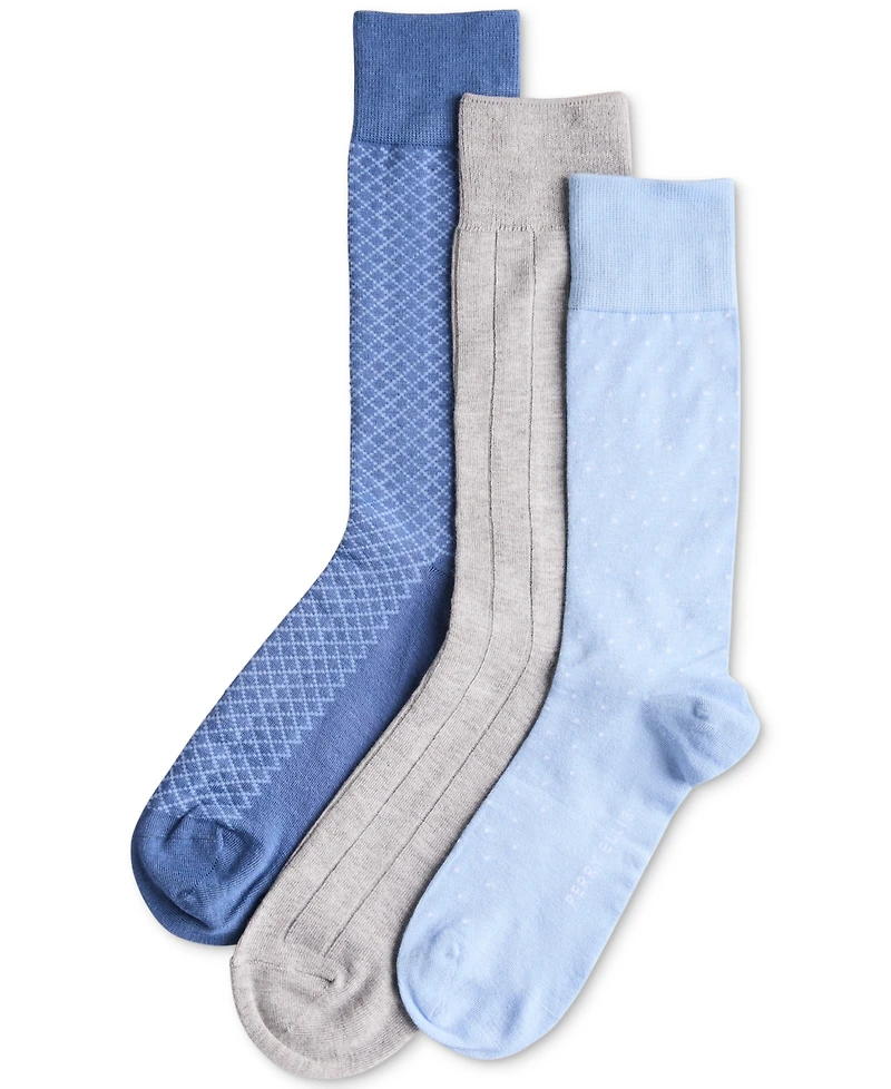 Perry Ellis Portfolio Men's Fine Pindot Mix Crew Socks, 3-Pack