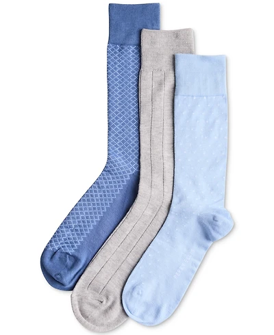 Perry Ellis Portfolio Men's Fine Pindot Mix Crew Socks, 3-Pack