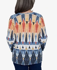 Alfred Dunner Petite 3/4-Sleeve Henley Sweater