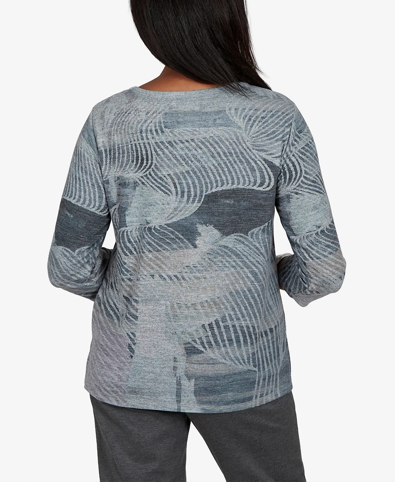 Alfred Dunner Petite Crewneck 3/4-Sleeve Floral-Print T-Shirt