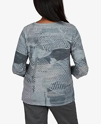 Alfred Dunner Petite Crewneck 3/4-Sleeve Floral-Print T-Shirt