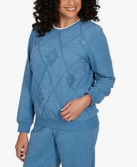 Alfred Dunner Petite Embroidered Long-Sleeve Pullover