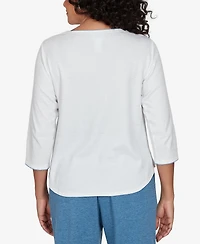 Alfred Dunner Petite Floral 3/4-Sleeve T-Shirt