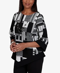 Alfred Dunner Petite 3/4-Sleeve Asymmetric-Hem Tunic