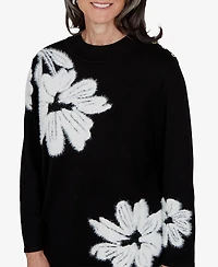 Alfred Dunner Petite 3/4-Sleeve Floral Pullover Sweater