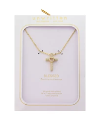 Unwritten Cubic Zirconia Gold-Plated Heart Cross Pendant Necklace