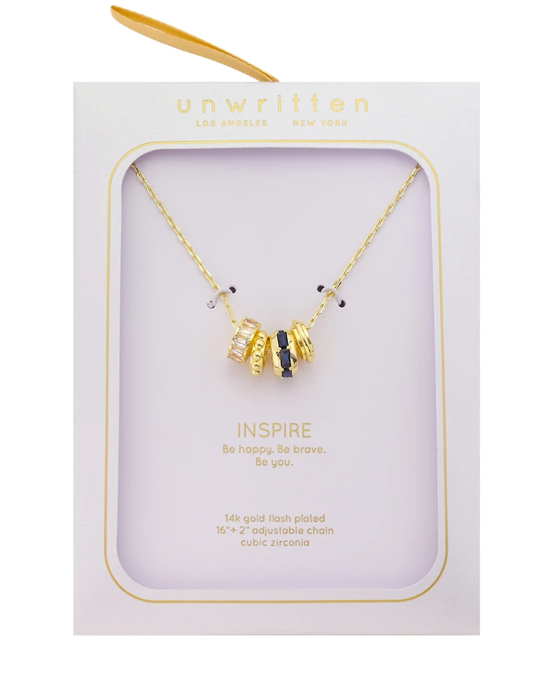 Unwritten Cubic Zirconia Gold-Plated Rondelle Charm Pendant Necklace