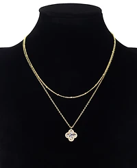 Unwritten Cubic Zirconia Gold-Plated Clover with Crystal Shakers Layered Necklace Set
