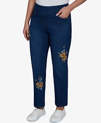 Alfred Dunner Women's Pull-on Mid-Rise Straight Denim Pants