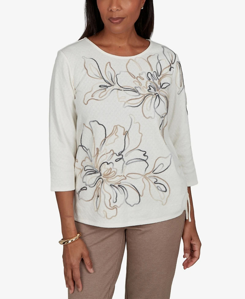 Alfred Dunner Women's Floral 3/4-Sleeve T-Shirt