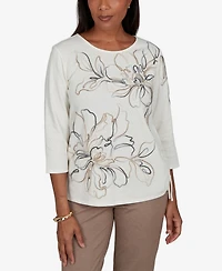Alfred Dunner Women's Floral 3/4-Sleeve T-Shirt