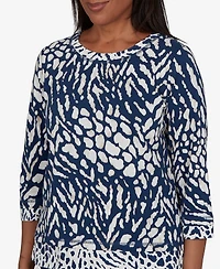 Alfred Dunner Women's Print 3/4-Sleeve T-Shirt