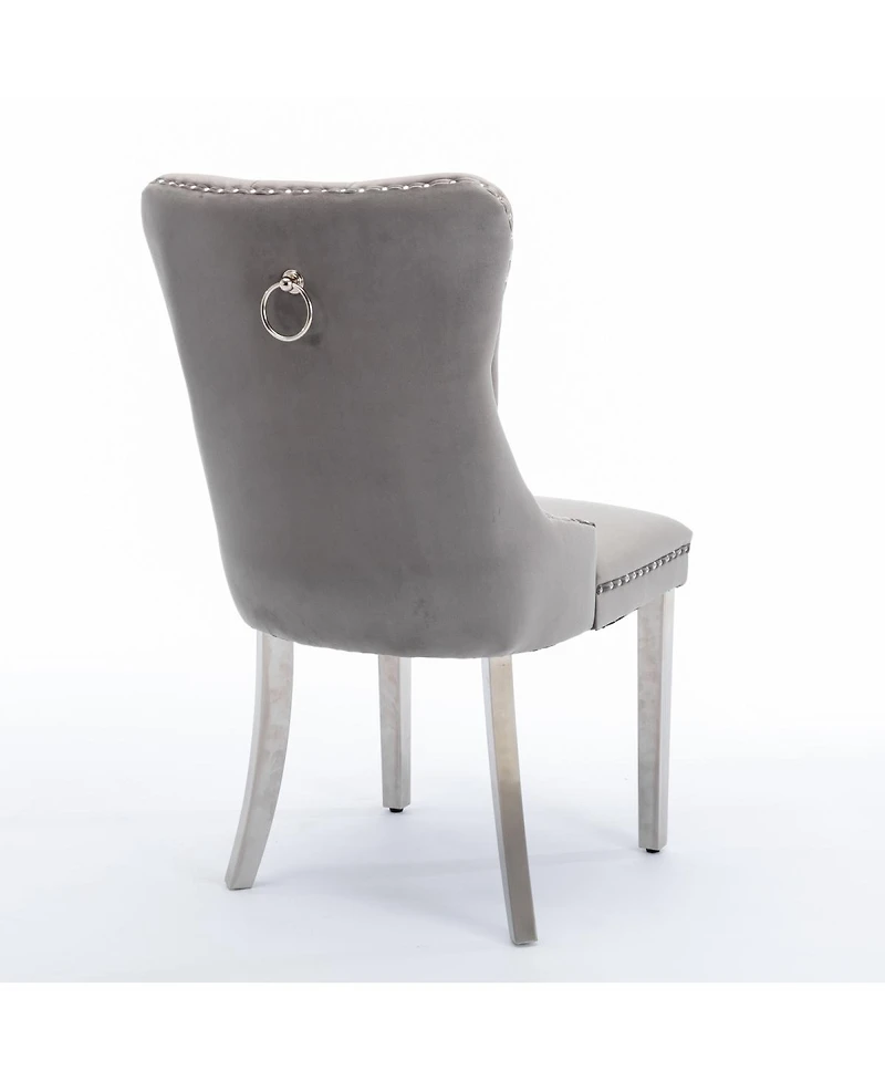 Streamdale Furniture Velvet Tufted Contemporary Dining Chair with Chrome Legs