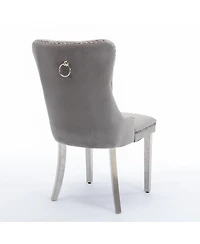 Streamdale Furniture Velvet Tufted Contemporary Dining Chair with Chrome Legs