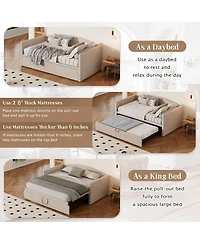 Streamdale Furniture Upholstered Twin Daybed with Pop-Up Trundle, Space-Saving Velvet Sofa Bed