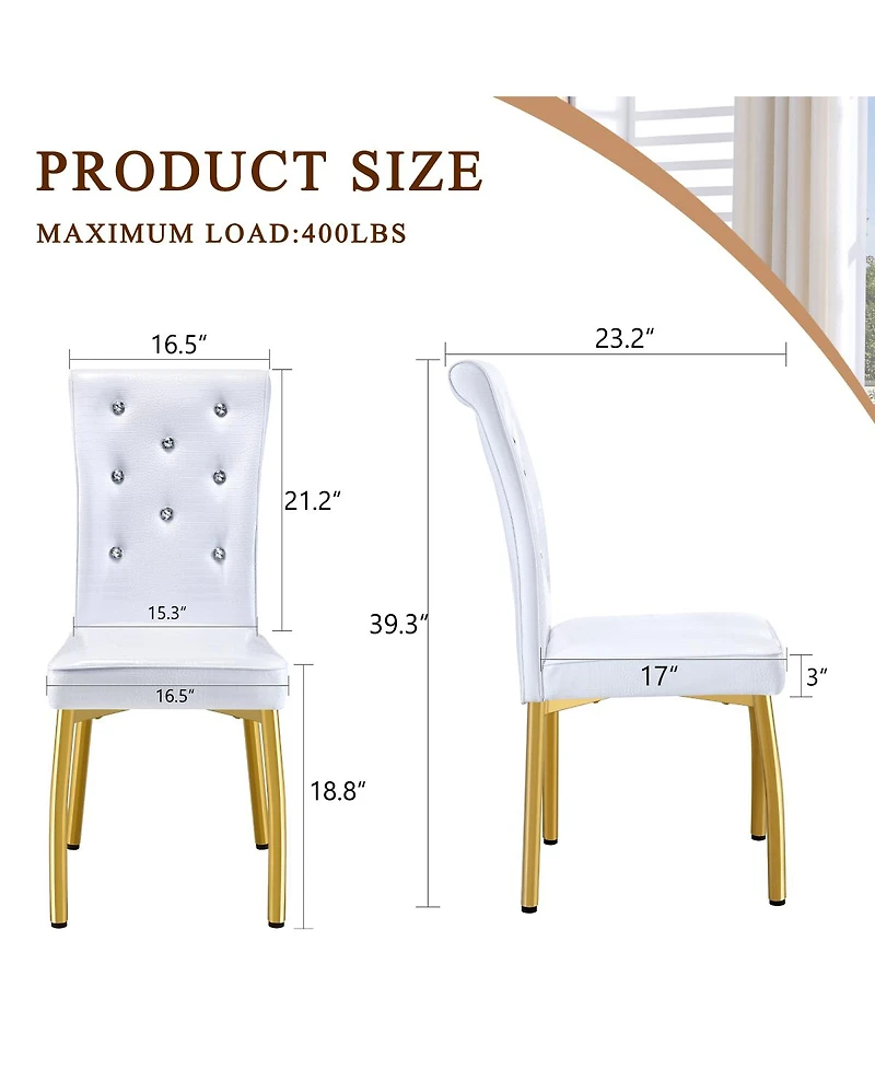 Streamdale Furniture Set of 2 Retro Alligator-Textured Dining Chairs with Crystal Buckle