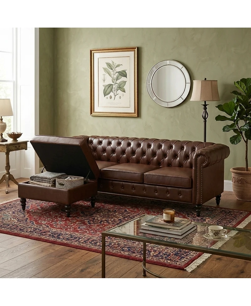 Streamdale Furniture Modern 4-Seater L-Shaped Sectional Sofa with Storage Ottoman