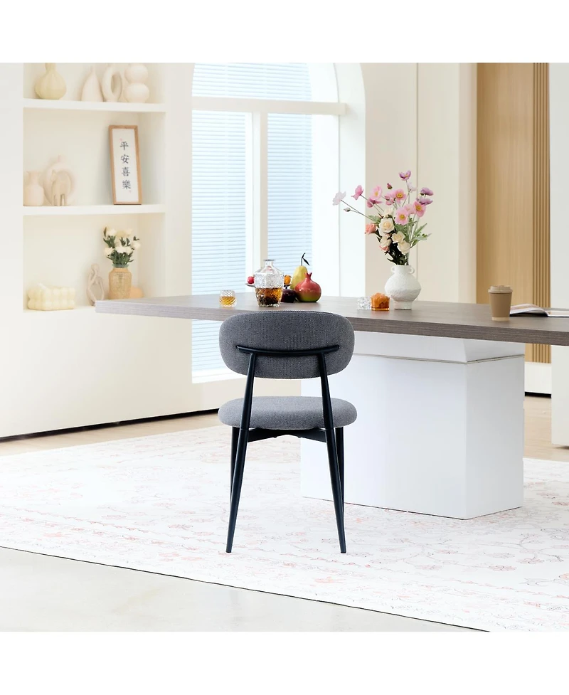 Streamdale Furniture Upholstered Fabric Dining Chairs with Black Metal Legs, Set of 2