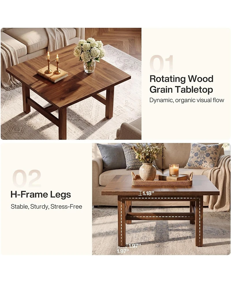 Tribesigns Mid-Century Wood Coffee Table for Living Room, Home Office, Small Apartment, Saving Space