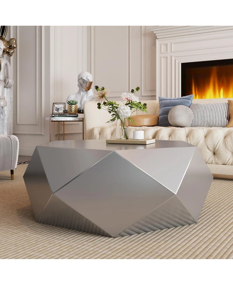Streamdale Furniture Modern Stainless Steel Geometric Coffee Table, No Assembly