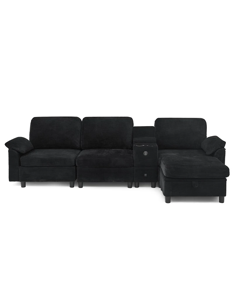Streamdale Furniture Modern Modular L-Shaped Sectional Sofa with Storage and Cup Holders