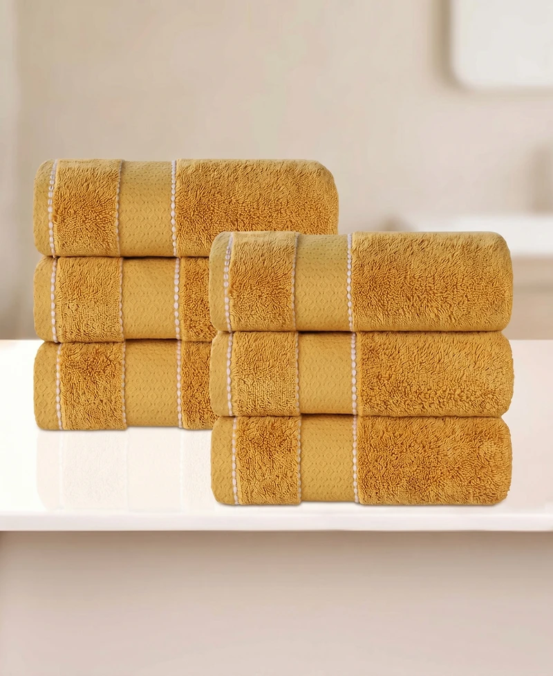 Superior Niles Egypt Produced Giza Dobby Ultra-Plush Thick Soft Absorbent 6-Piece Hand Towel Set
