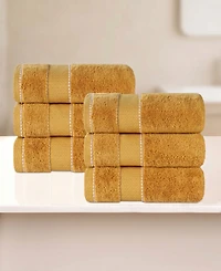 Superior Niles Egypt Produced Giza Dobby Ultra-Plush Thick Soft Absorbent 6-Piece Hand Towel Set