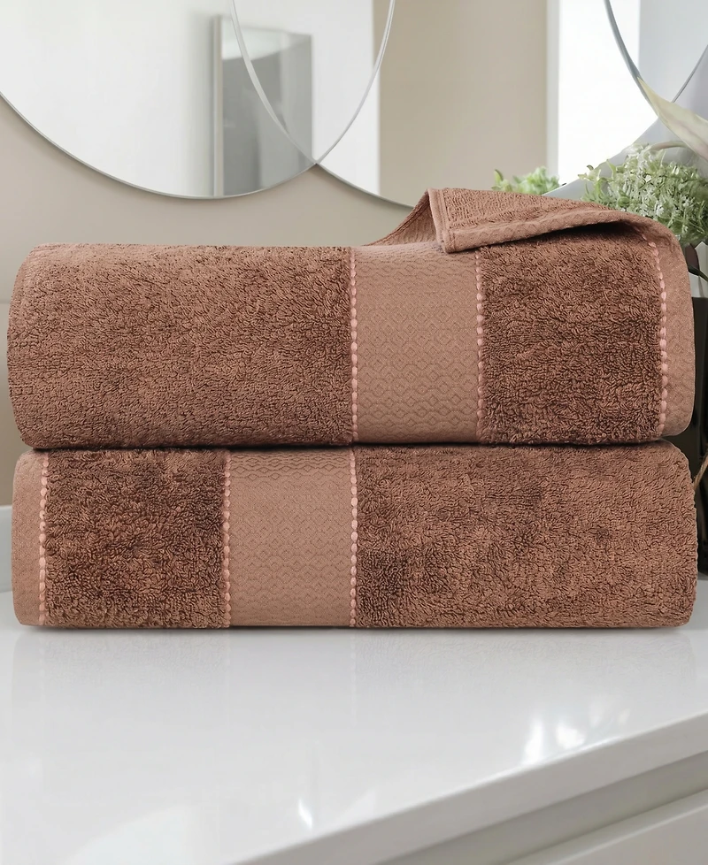 Superior Niles Egypt Produced Giza Dobby Ultra-Plush Thick Soft Absorbent 2-Piece Bath Sheet Set