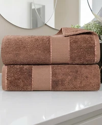 Superior Niles Egypt Produced Giza Dobby Ultra-Plush Thick Soft Absorbent 2-Piece Bath Sheet Set