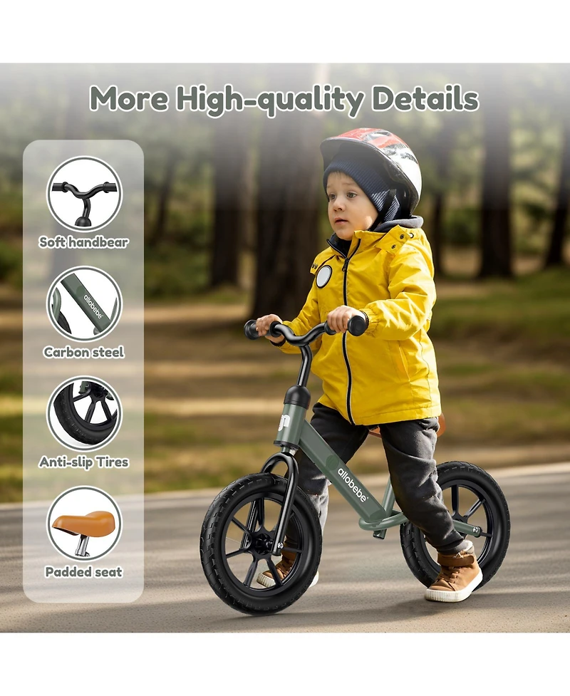 Allobebe Toddler Balance Bike with Adjustable Seat, Flashing Wheel, Indoor/Outdoor, Ages 2-5