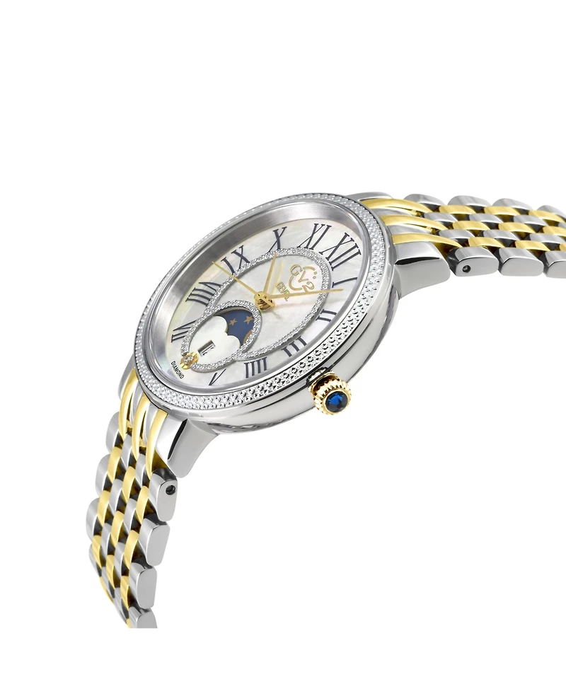 GV2 by Gevril Women's Genoa Swiss Quartz Two tone Ipyg/Ss Stainless Steel Bracelet Diamond Watch