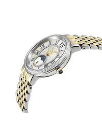 GV2 by Gevril Women's Genoa Swiss Quartz Two tone Ipyg/Ss Stainless Steel Bracelet Diamond Watch