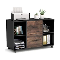 Tribesigns 2 Drawer File Cabinet, Large Mobile Lateral Filing Cabinet for Letter Size, Printer Stand with Storage Shelves and Rolling Wheels