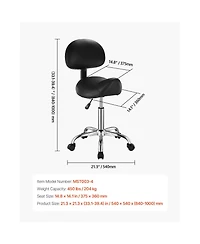 Sugift Ergonomic Saddle Rolling Stool with Back Support and Wheels 450 Pound Capacity