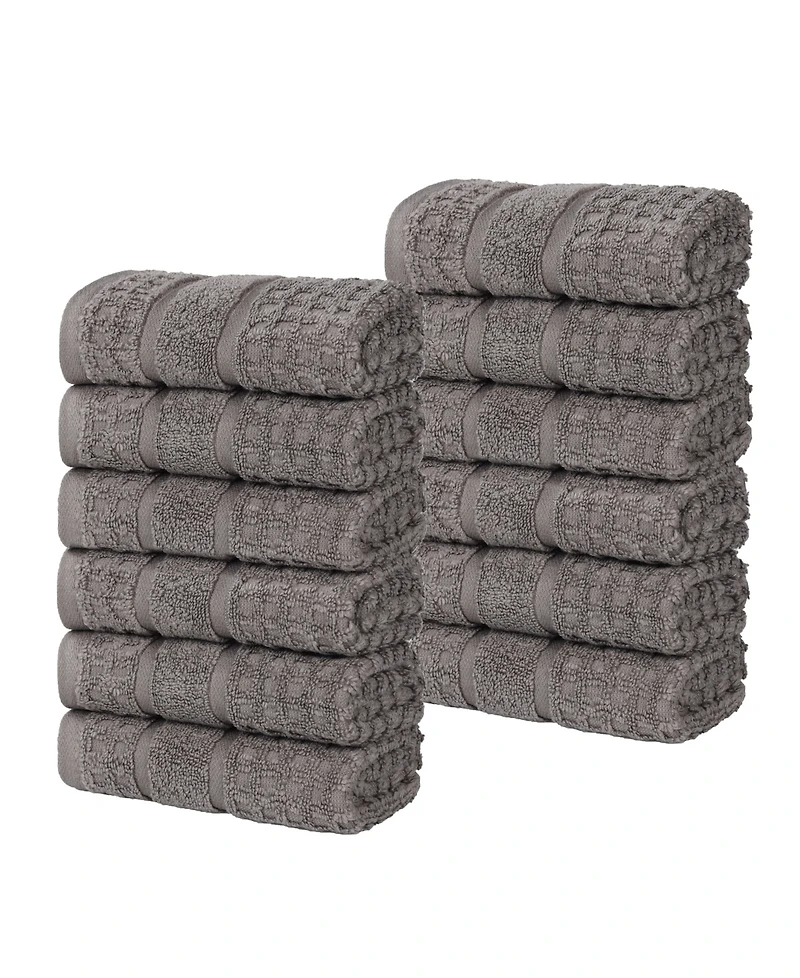 Superior Napa Zero Twist Waffle Honeycomb Plush Soft Absorbent 12-Piece Washcloth Set
