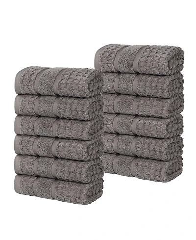 Superior Napa Zero Twist Waffle Honeycomb Plush Soft Absorbent 12-Piece Washcloth Set
