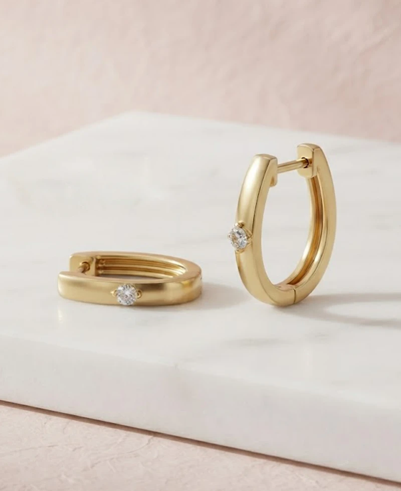 Macy's Lab-Grown Diamond Hoop Earrings (1/10 ct. t.w.) in 14k Yellow Gold-Plated Sterling Silver