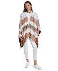 Calvin Klein Reversible Double Face Colorblock Plaid Shawl Ruana