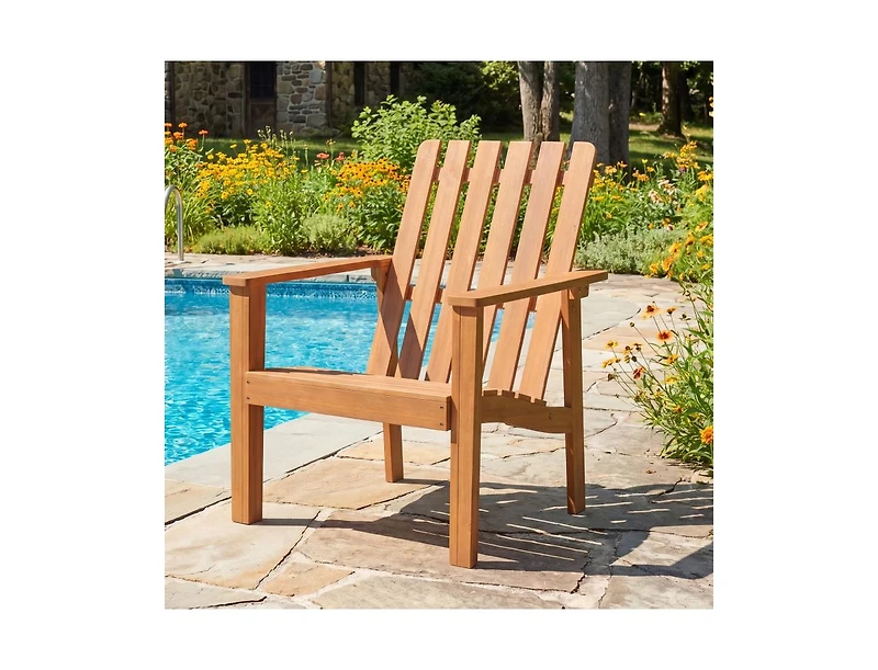 Sugift Set of 2 Acacia Wood Outdoor Patio Adirondack Chairs with Built-in Armrests