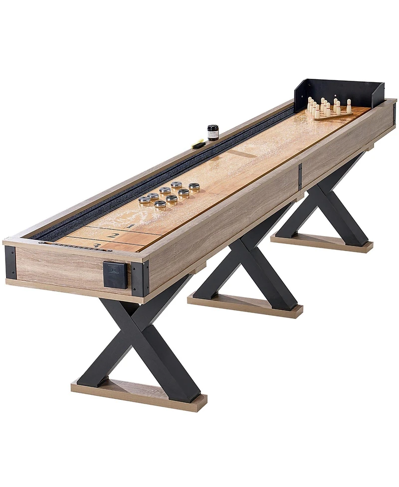 Sugift 11.5 Ft 2 in 1 Shuffleboard and Bowling Combo Game Table with Scratch-Resistant Playfield