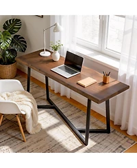Tribesigns Solid Wood Counter Height Pub Table, Industrial Bar Table with Sturdy Metal Frame, Seats up to 6