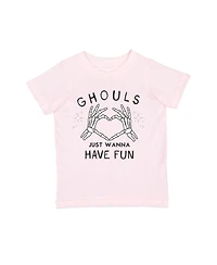 Sweet Wink Little Girls Ghouls Just Wanna Have Fun Halloween Short Sleeve T-Shirt