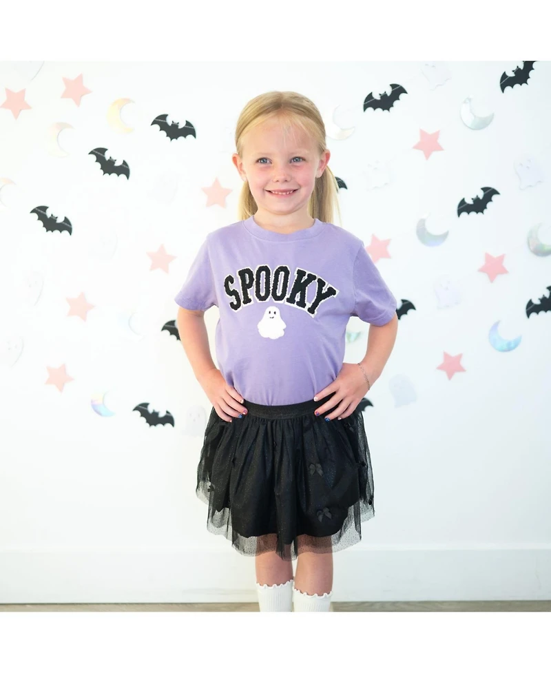 Sweet Wink Little Girls Spooky Ghost Patch Halloween Short Sleeve T-Shirt
