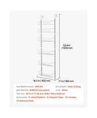 Sugift 6-Tier Over the Door Pantry Organizer Steel Hanging Spice Rack with Adjustable Shelves