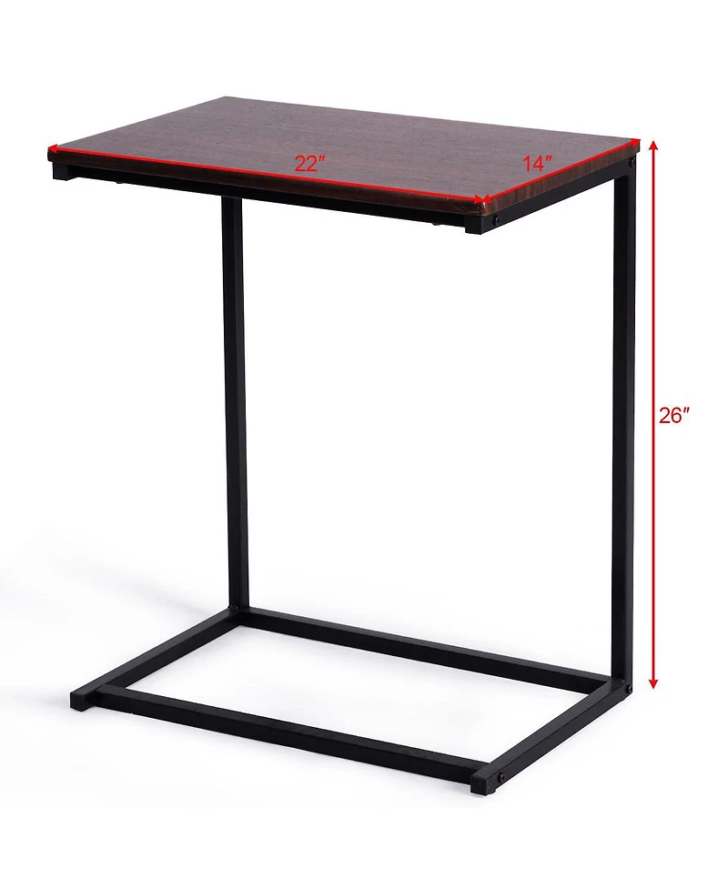 Gymax 2 pieces 26'' Laptop Holder Sofa Side End Table C Table Home Office Furniture