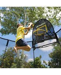 Springfree Trampoline Kids Square 13 Foot Trampoline and FlexrHoop Basketball Game