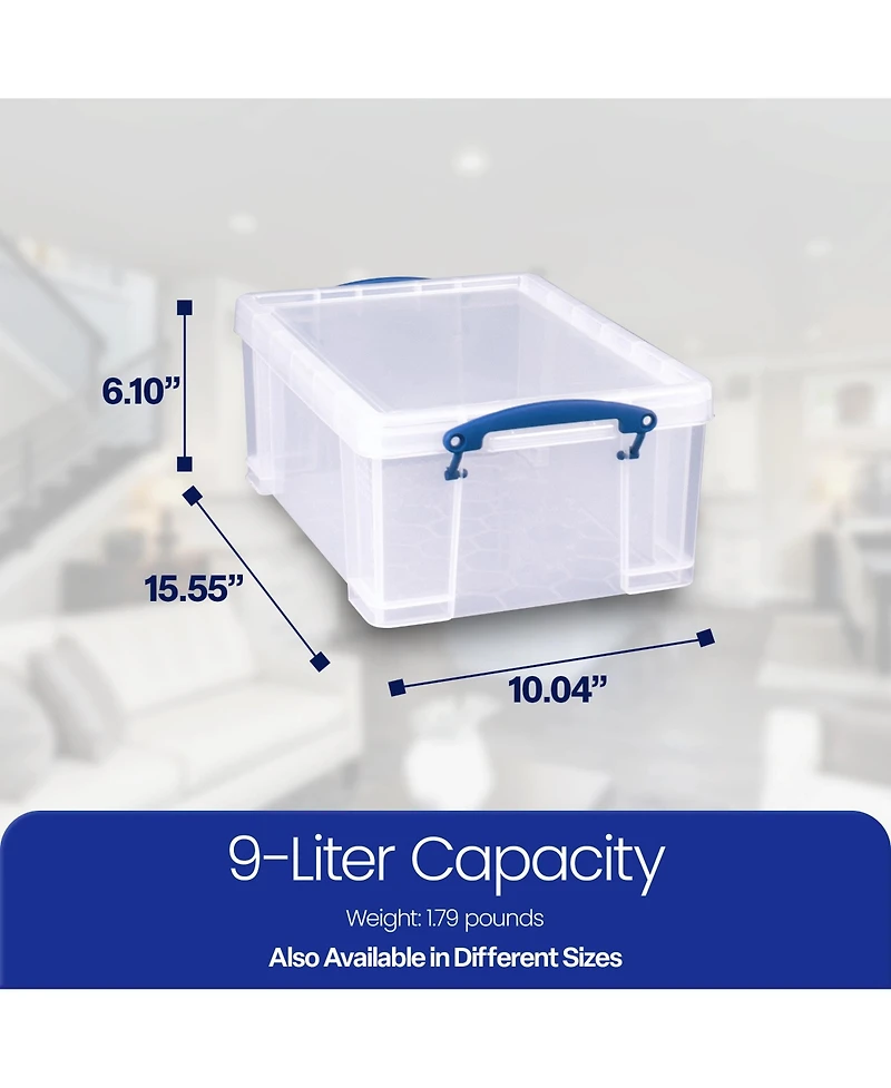Really Useful Box 9L Storage Container with Snap Lid and Clip Lock Handle (5 Pack)
